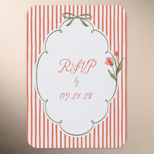 Watercolor Wildflowers Wedding Response Card, Red, 100% Recycled Cardstock , Rounded, Red