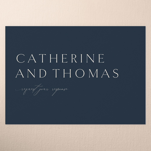 Smooth Sweeping Script Wedding Response Card, Blue, Matte, Signature Smooth Cardstock, Square, Navy