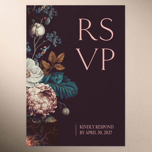 Romantic Garden Wedding Response Card, none, Purple, Matte, 100% Recycled Cardstock , Square, Raisin