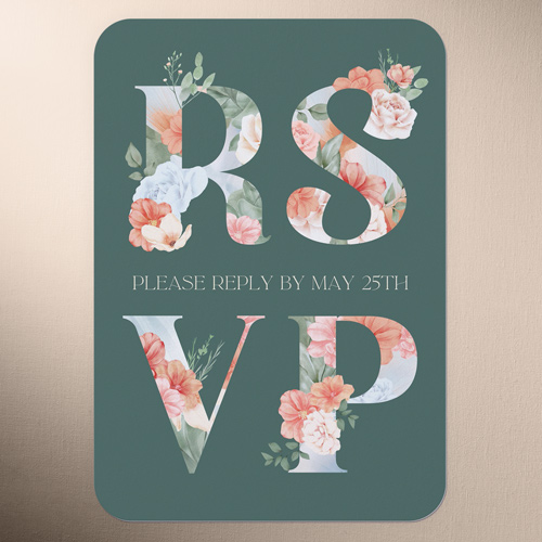 Cherished Garden Wedding Response Card, Green, Matte, Signature Smooth Cardstock, Rounded, Green