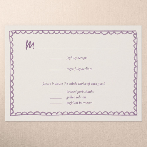 Doodle Border Wedding Response Card, Purple, Matte, Signature Smooth Cardstock, Square, Deep Plum