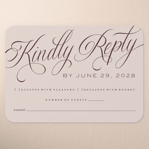 The Wedding Of Wedding Response Card, Red, Pearl Shimmer Cardstock, Rounded, Rich Burgundy