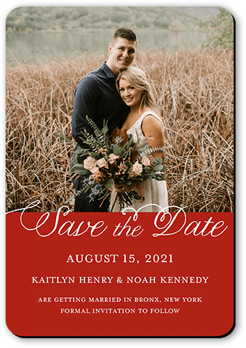 Simply Saved Save The Date, Red, Magnet, Matte, Ruby