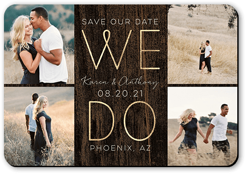 Wood We Do Save The Date, Brown, Magnet, Matte