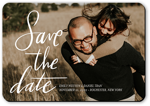 Handwritten Engagement Save The Date, White, Magnet, Matte