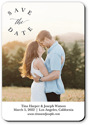 Elegant Circle Save The Date, White, Magnet, Matte