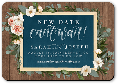 Bohemian Flowers Save The Date, Brown, Magnet, Matte