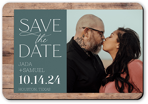 Rustic Date Save The Date, Grey, Magnet, Matte, Hemlock