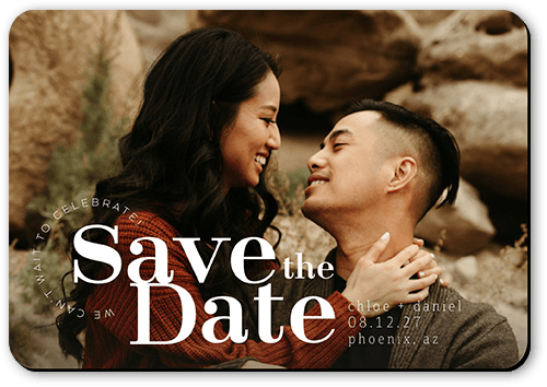 Hard To Wait Save The Date, White, Magnet, Matte