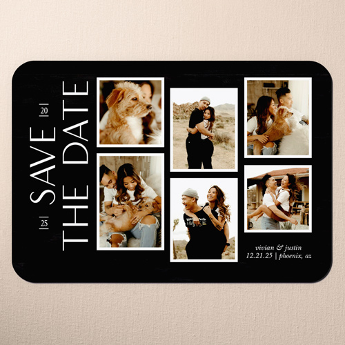 Timeless Charm Save The Date, Black, Magnet, Matte