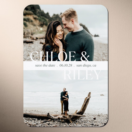 Editable Overlay Save The Date, White, Magnet, Write Your Own, Matte
