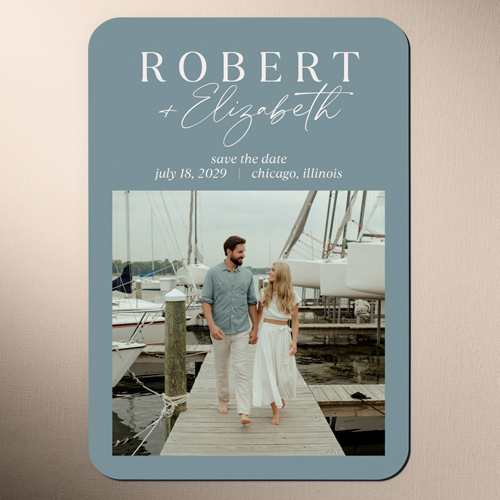 Novel Keepsake Save The Date, Blue, Magnet, Matte, Powder Blue