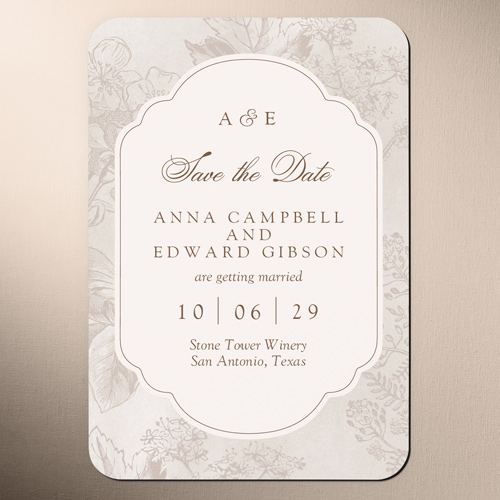 Classic Blossoms Save The Date, Beige, Magnet, Matte, Rye
