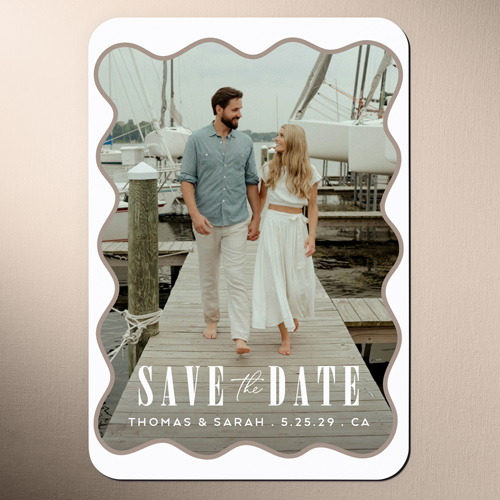 Flowing Frame Save The Date, White, Magnet, Matte, White