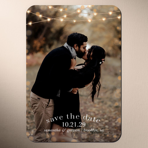 Twinkle Embrace Save The Date, White, Magnet, Matte, White
