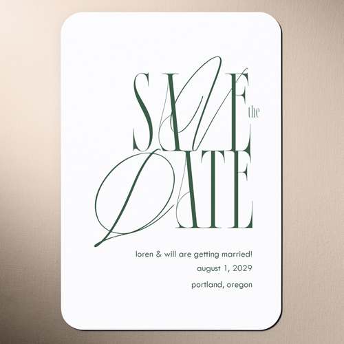 Iconic Impression Save The Date, Green, Magnet, Matte, Fern