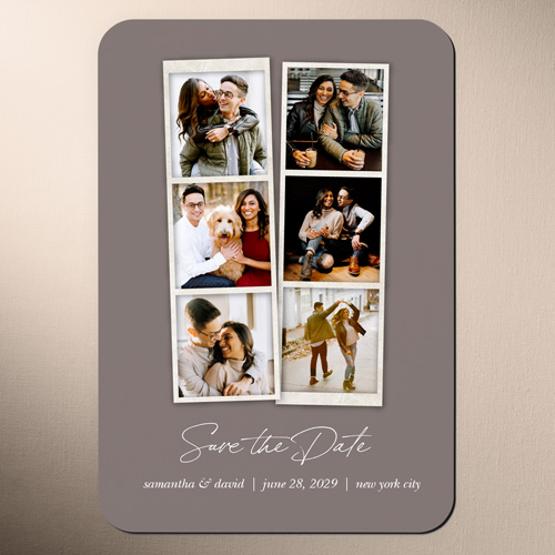 Snapshot Strips Save The Date, Grey, Magnet, Matte, Warm Gray