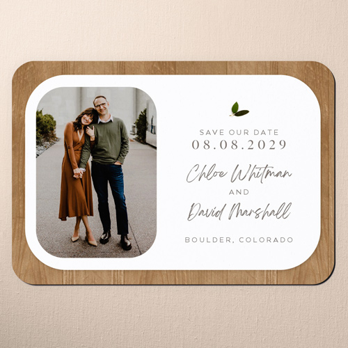 Little Leaf Save The Date, Brown, Magnet, Matte, Brown