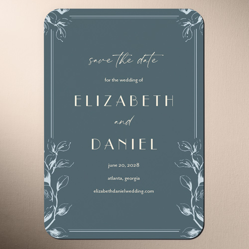 Wildflower Sketches Save The Date, Grey, Magnet, Matte, Gunmetal