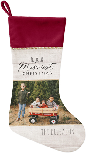 Rustic White Christmas Christmas Stocking, Red, Gray