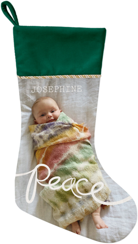 Spreading Peace Christmas Stocking, Green, White