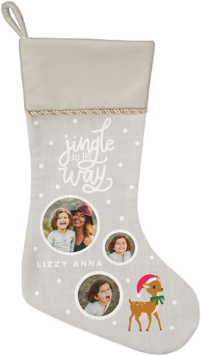 Jingle Christmas Stocking, Natural, Gray