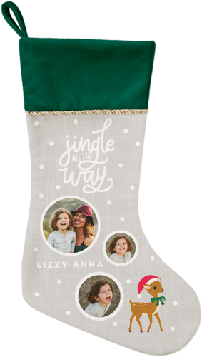 Jingle Christmas Stocking, Green, Gray