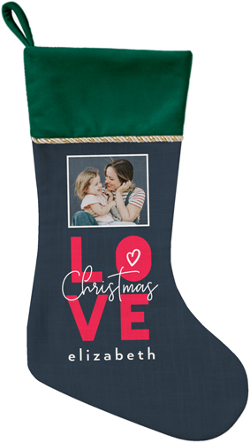 Christmas in Love Christmas Stocking, Green, Red