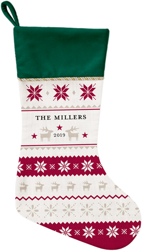 Fair Isle Christmas Stocking, Green, Red