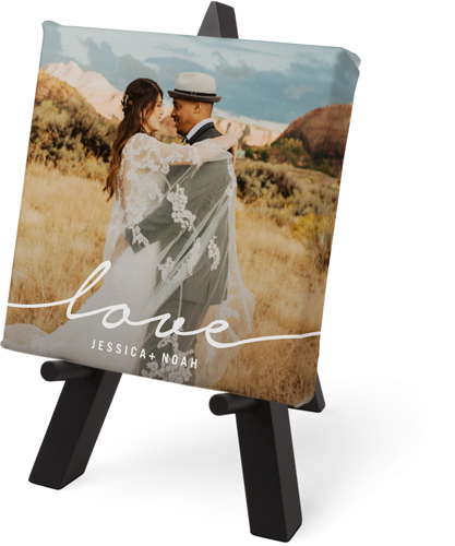 Modern Love Script Tabletop Canvas Print, 6x6, No Frame, Tabletop Canvas, White