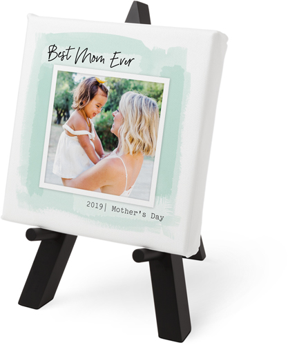 Brush Stroke Border Tabletop Canvas Print, 6x6, No Frame, Tabletop Canvas, Green, mint