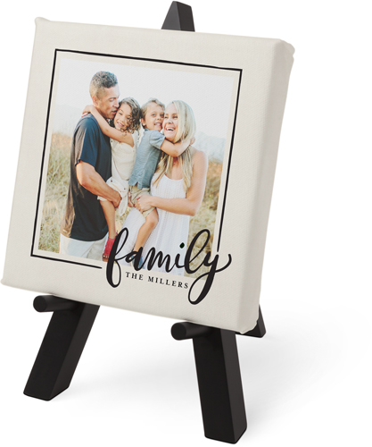 Family Script Frame Tabletop Canvas Print, 6x6, No Frame, Tabletop Canvas, Beige