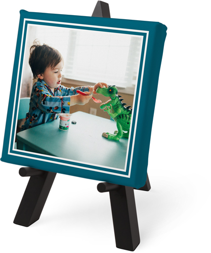 Double Border Frame Tabletop Canvas Print, 6x6, No Frame, Tabletop Canvas, Blue