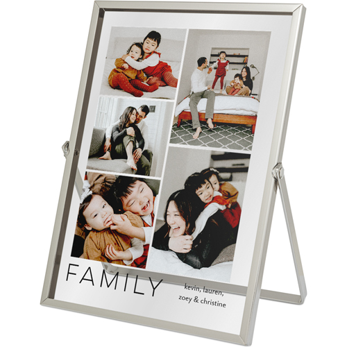 Family Gallery Of Five Tabletop Floating Framed Print, 5x7, Silver, Multicolor, multi