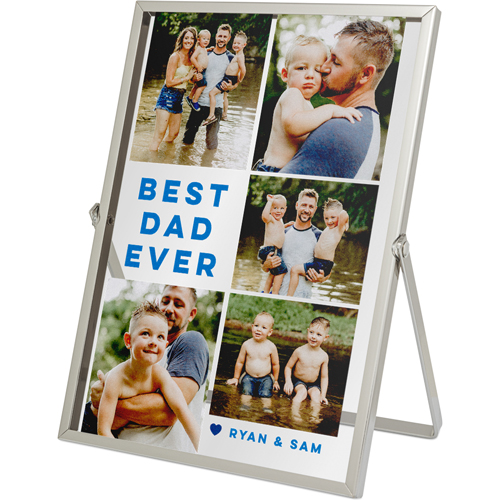 Best Dad Ever Tabletop Floating Framed Print, 5x7, Silver, Blue