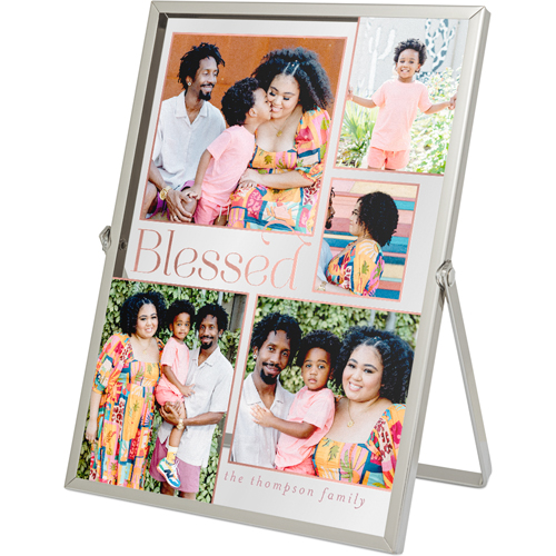 Blessed Collage Tabletop Floating Framed Print, 5x7, Silver, Purple