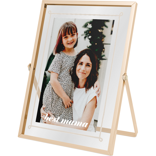 Doodle Border Tabletop Floating Framed Print, 5x7, Gold, Beige, wheat