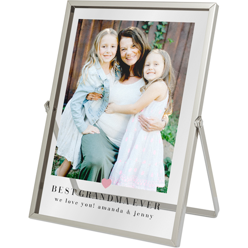 Simple Heart Tabletop Floating Framed Print, 5x7, Silver, Pink