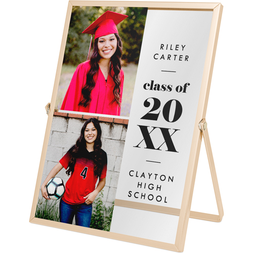 Stacked Grad Tabletop Floating Framed Print, 5x7, Gold, Black