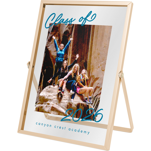 Class of Grad Tabletop Floating Framed Print, 5x7, Gold, Beige, antique white