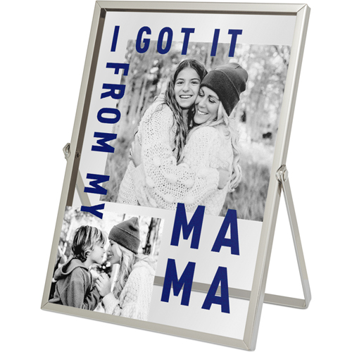 Modern Mama Tabletop Floating Framed Print, 5x7, Silver, Blue, navy