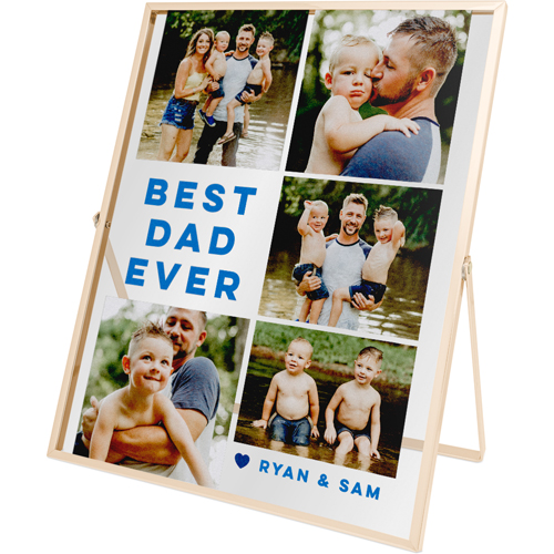 Best Dad Ever Tabletop Floating Framed Print, 8x10, Gold, Blue