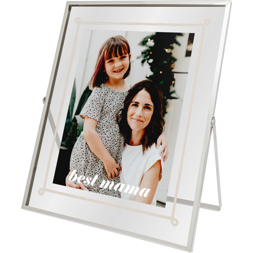 Doodle Border Tabletop Floating Framed Print, 8x10, Silver, Beige