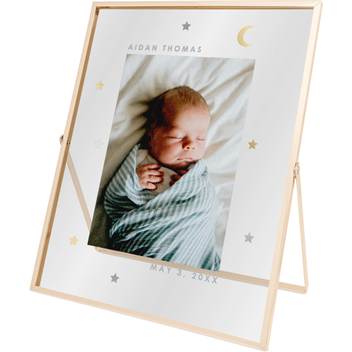 Floating Stars Tabletop Floating Framed Print, 8x10, Gold, Gray