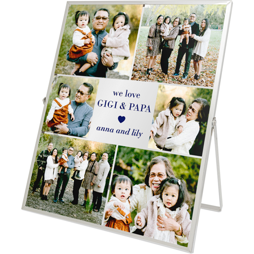 Grandparent Collage Tabletop Floating Framed Print, 8x10, Silver, Blue