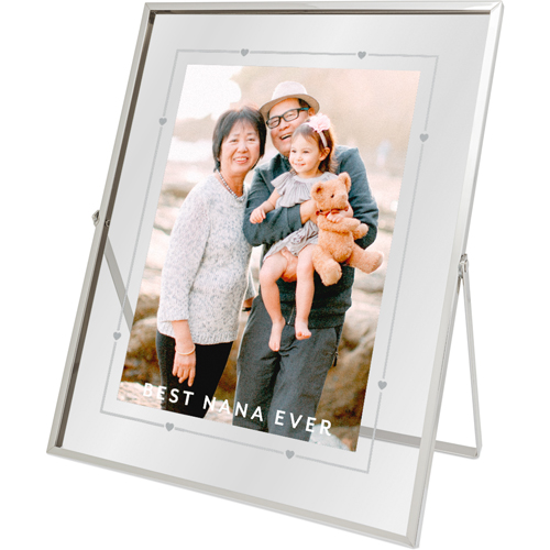 Heart Border Tabletop Floating Framed Print, 8x10, Silver, Gray