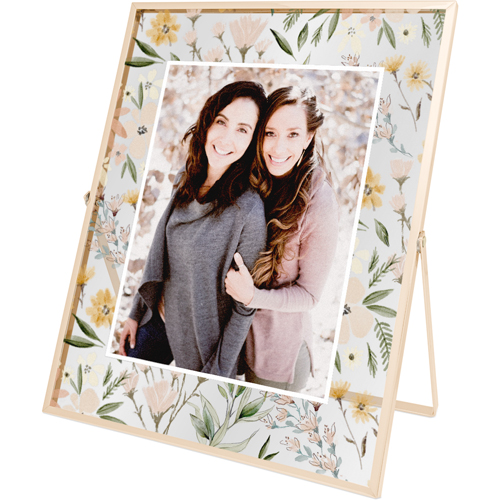 Pressed Flower Frame Tabletop Floating Framed Print, 8x10, Gold, White