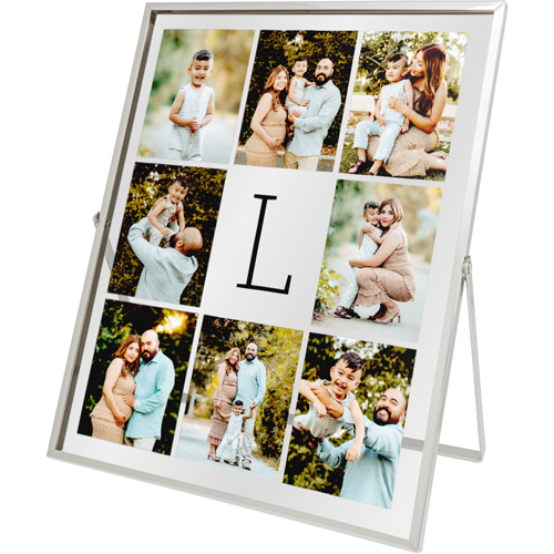 Monogram Gallery of Eight Tabletop Floating Framed Print, 8x10, Silver, Multicolor