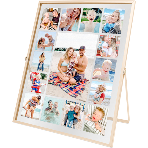 Gallery of Fifteen Tabletop Floating Framed Print, 8x10, Gold, Multicolor