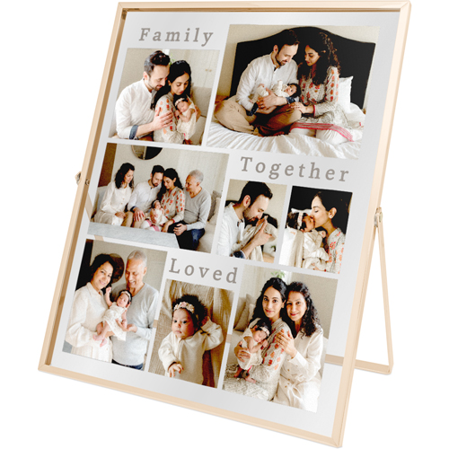 Text Gallery of Eight Tabletop Floating Framed Print, 8x10, Gold, Multicolor